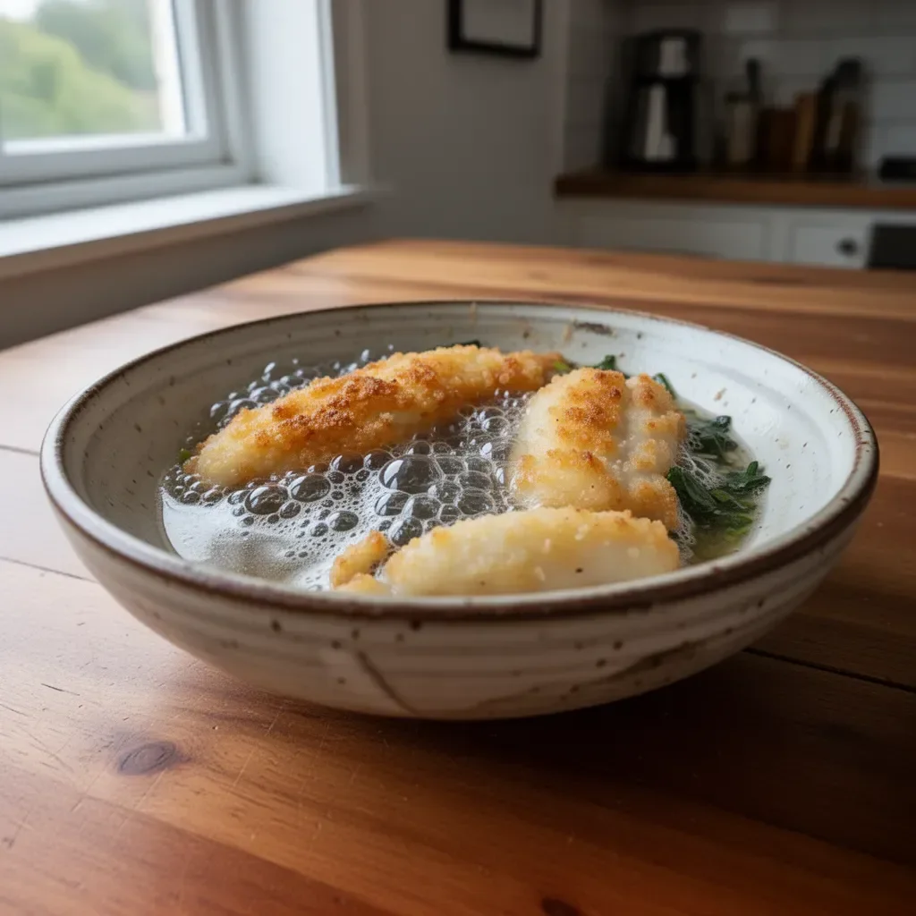 Perfectly fried cod fillets served with a lemon wedge and tartar sauce