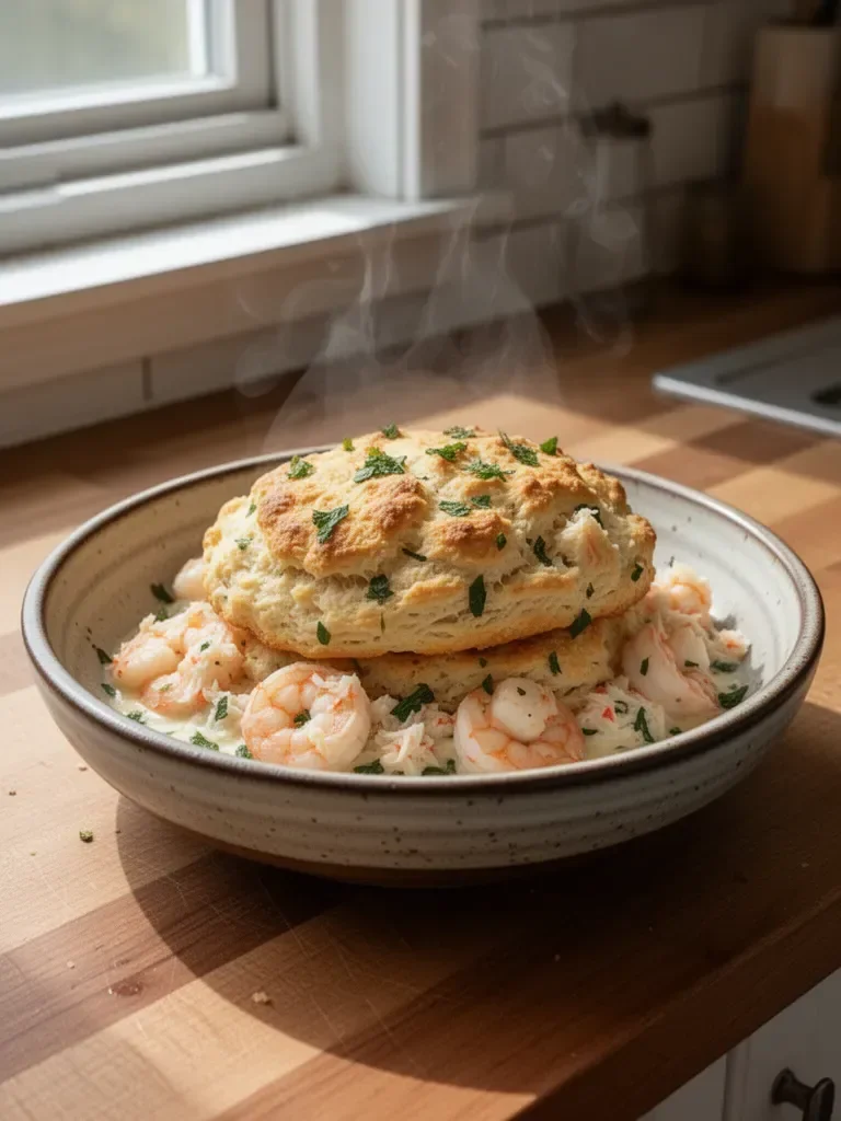 Savory Shrimp and Crab Biscuit Melts