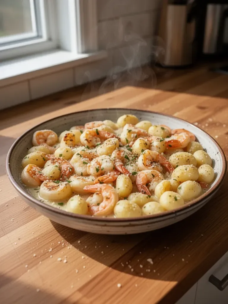 Shrimp and Gnocchi with Garlic Parmesan