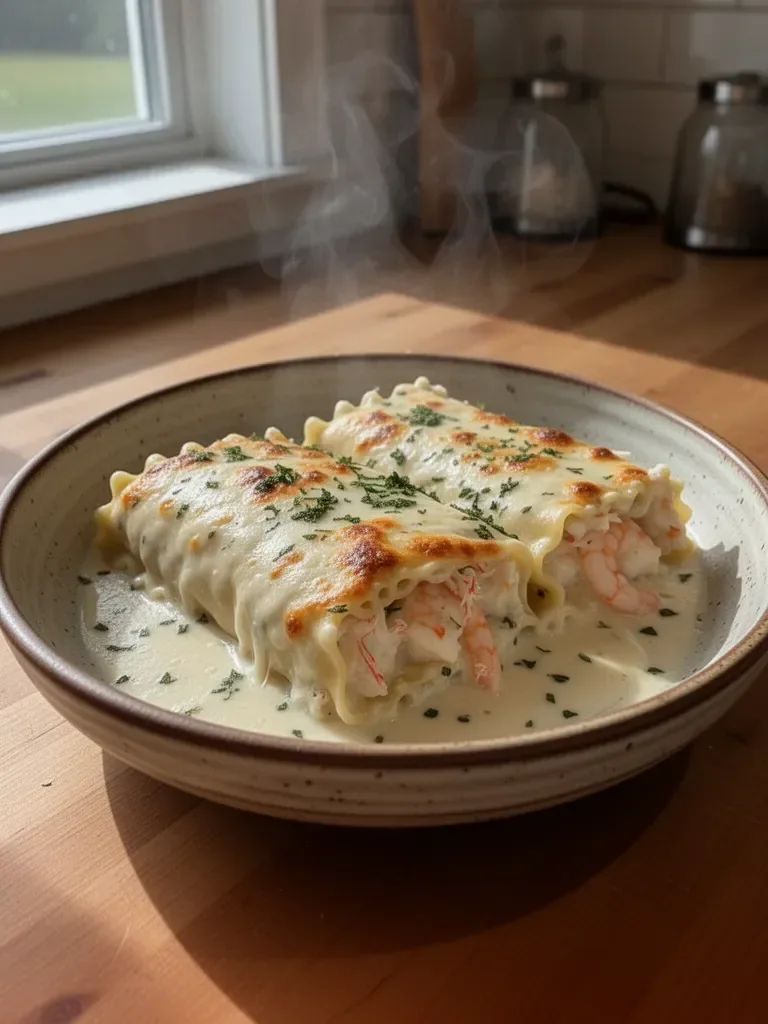 Shrimp & Crab Alfredo Lasagna Roll-Ups