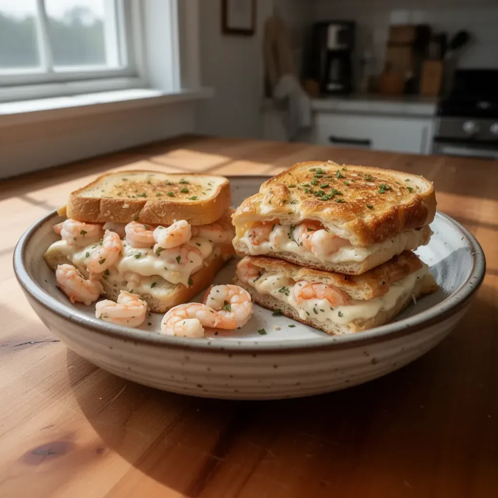 Delicious shrimp crab melts served on a plate, a seafood lover's delight.