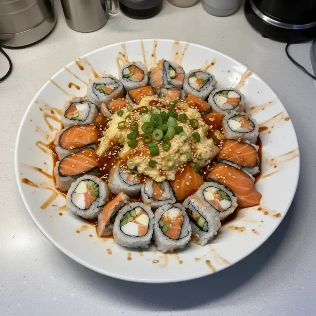 Delicious Spicy Salmon Sushi Bake ready to serve