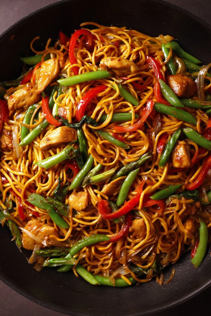 Sticky Garlic Chicken Noodles