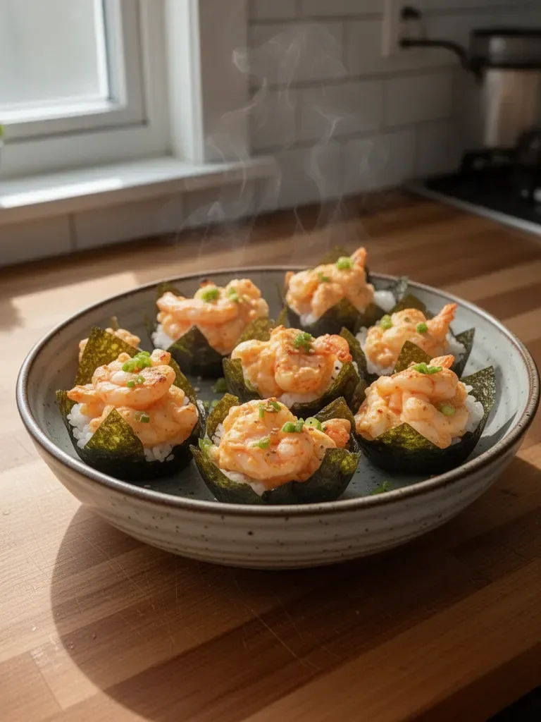 Sushi Cups with Creamy Spicy Shrimp