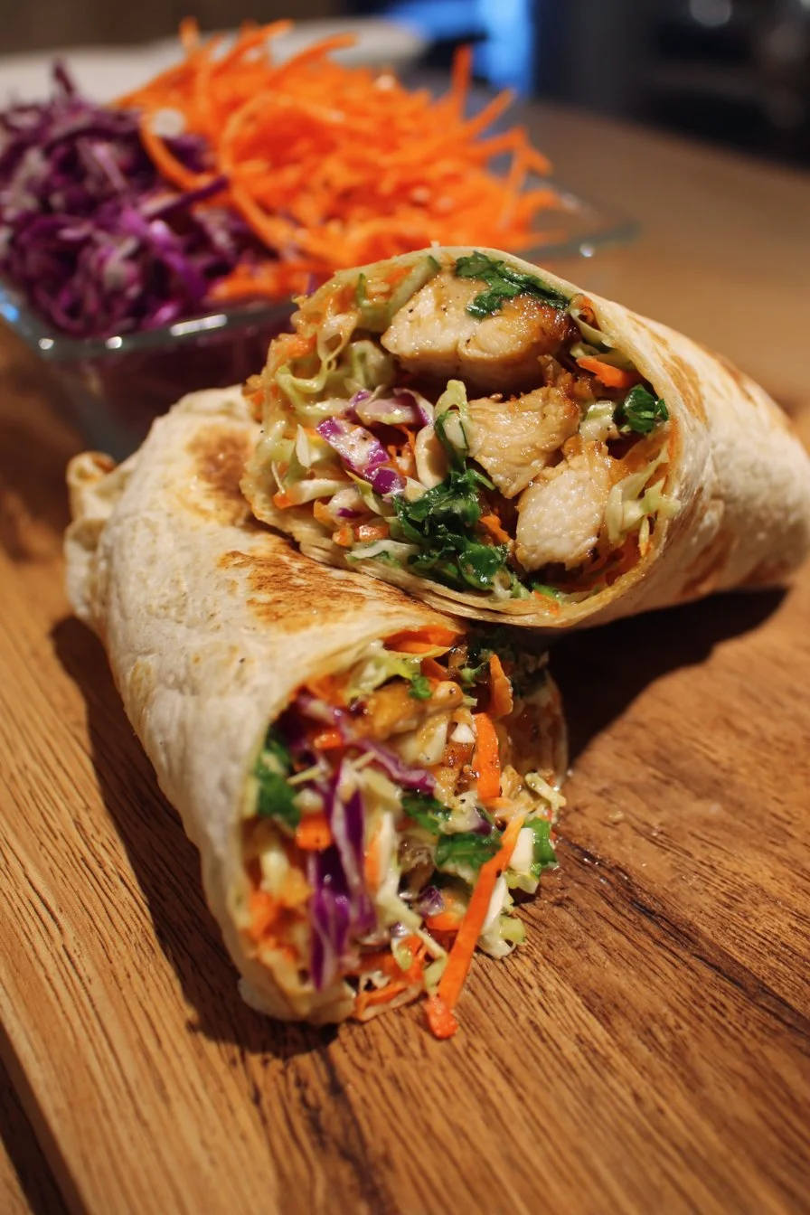 Thai Chicken Wrap with Crunchy Asian Slaw