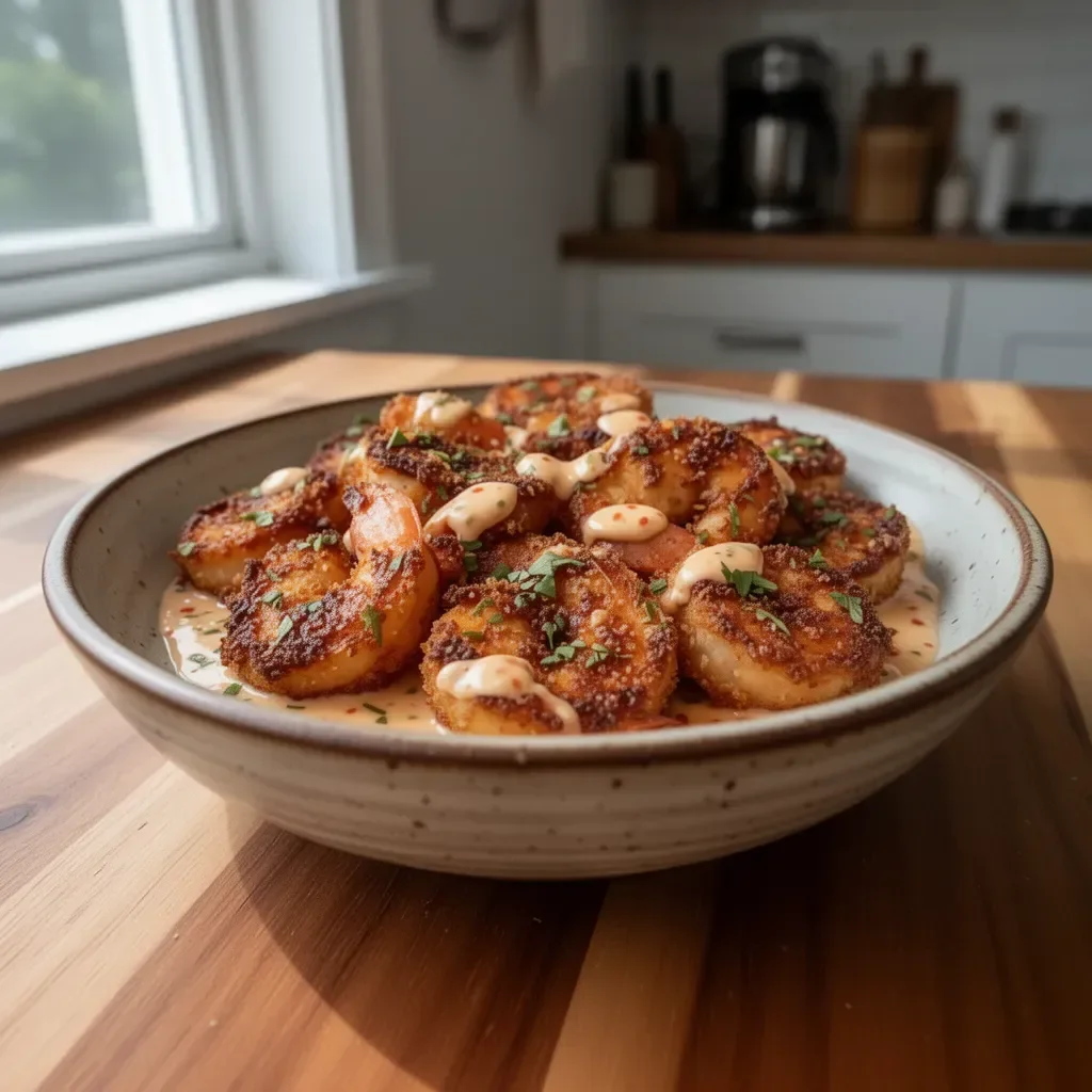 Baked coconut shrimp served with sweet chili mayo dip