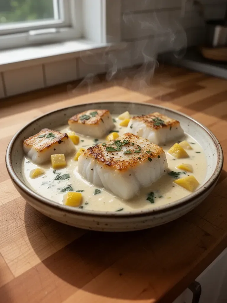 Baked Cod in Coconut Lemon Cream Sauce