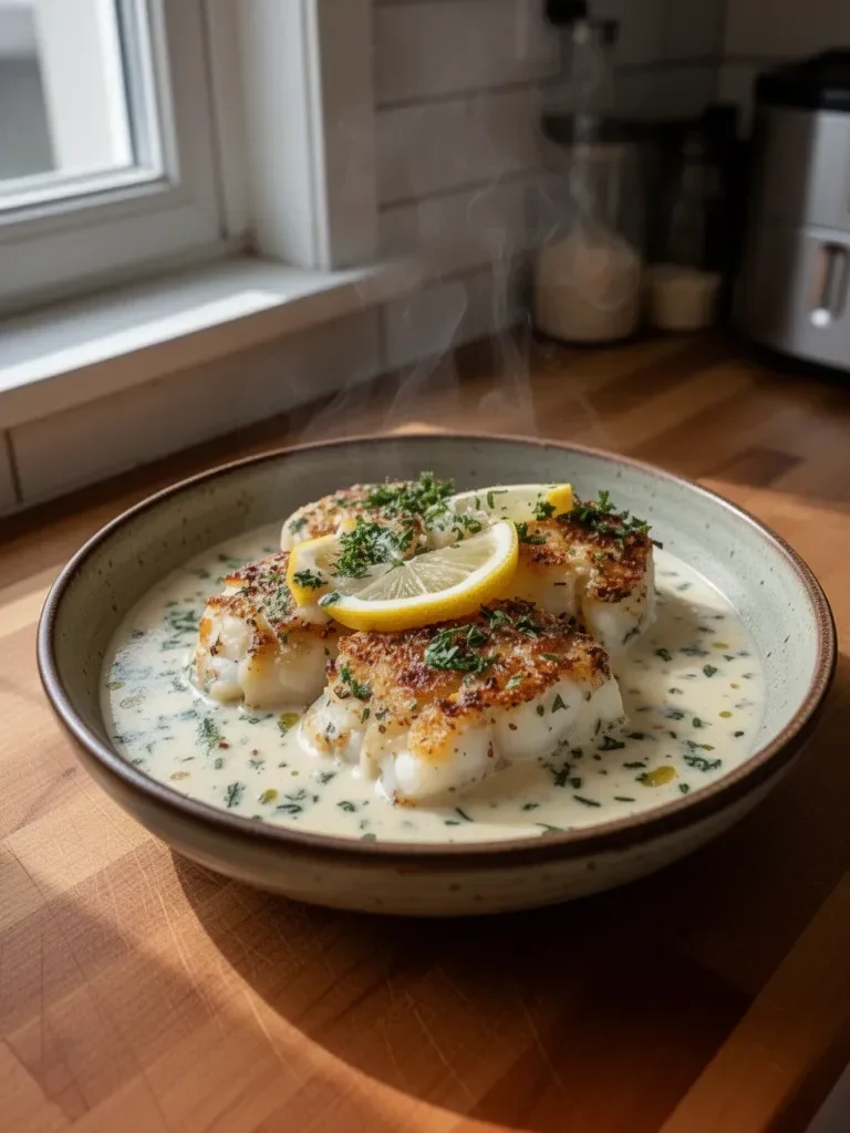 Baked Cod in Coconut Lemon Cream Sauce