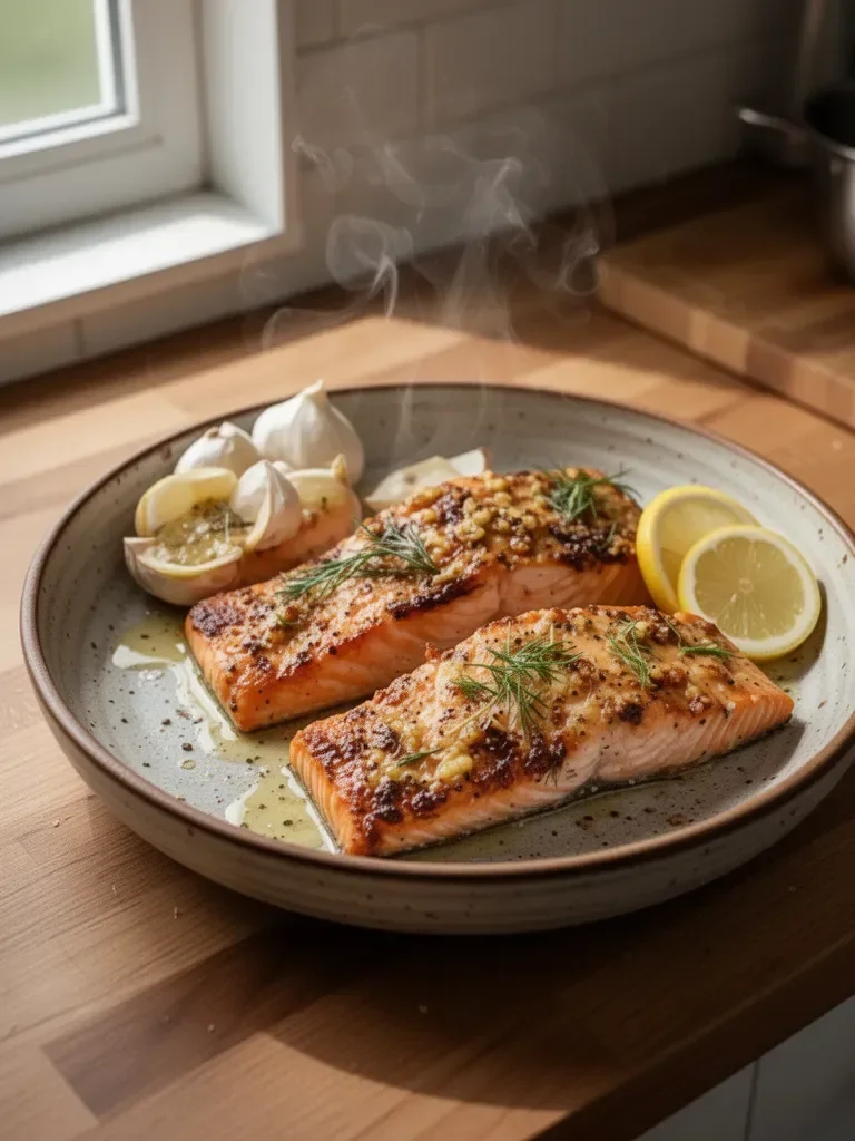 Baked Lemon Dijon Salmon with Garlic