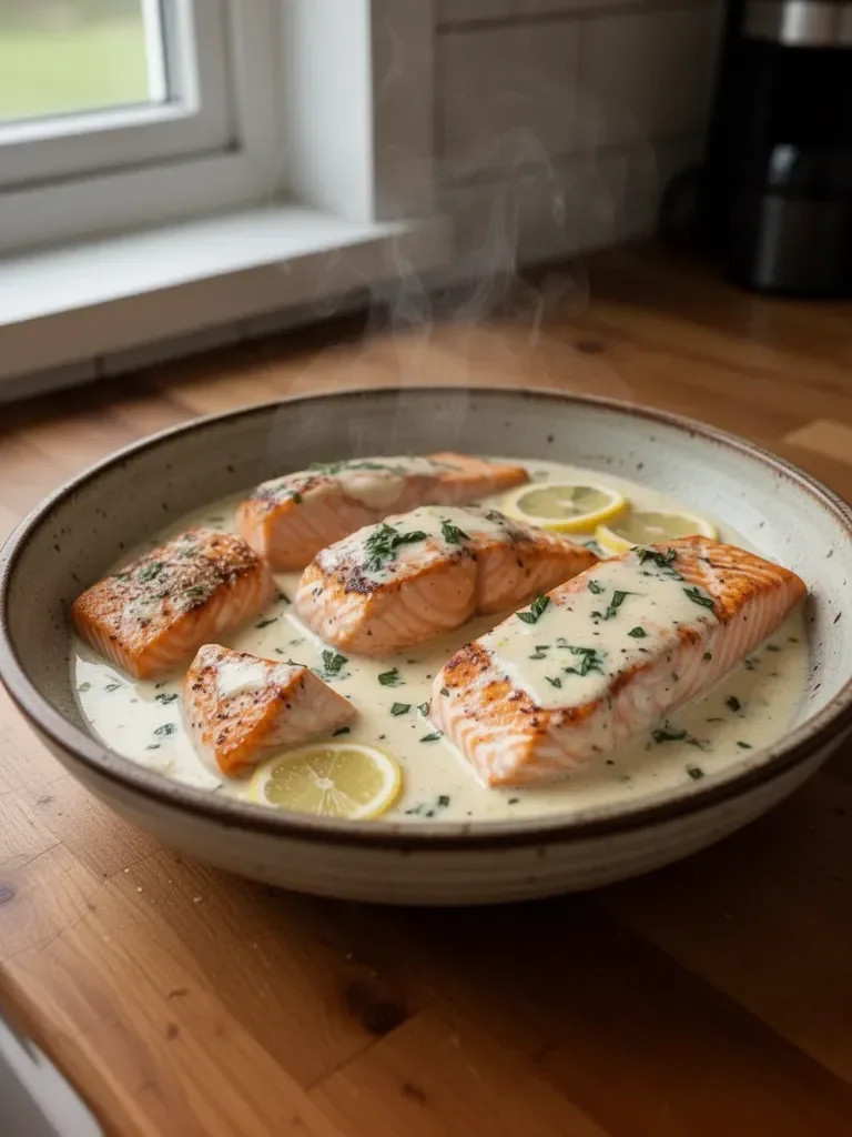 Baked Salmon with Lemon Butter Cream Sauce