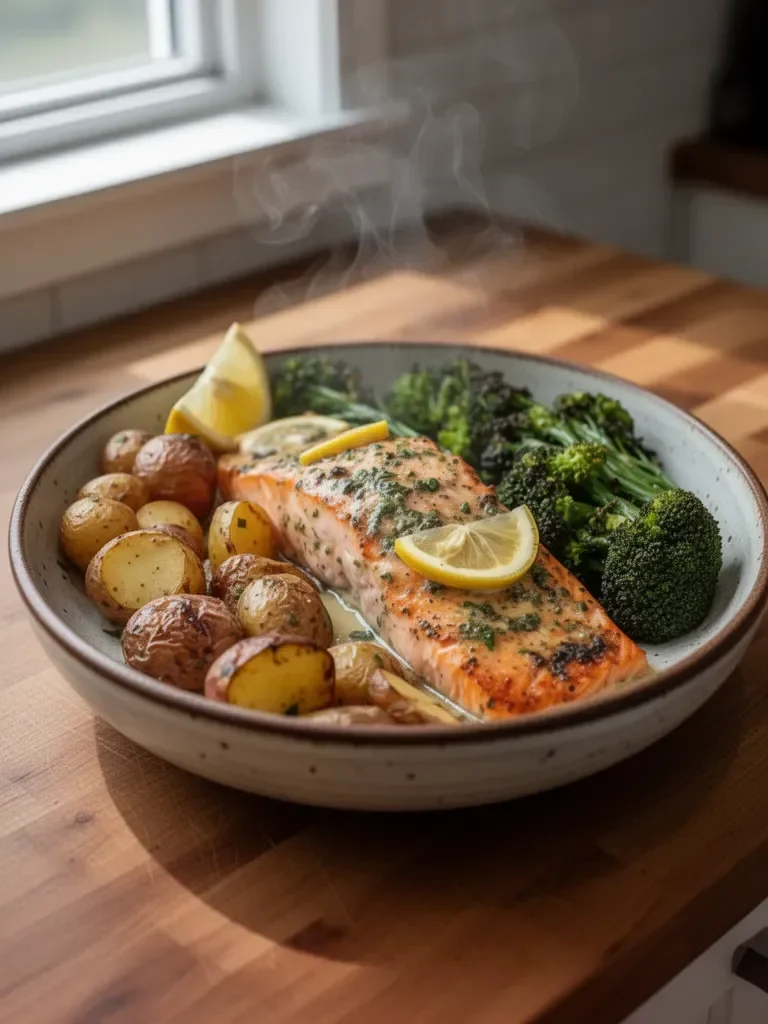 Baked Salmon with Lemon Butter Sauce