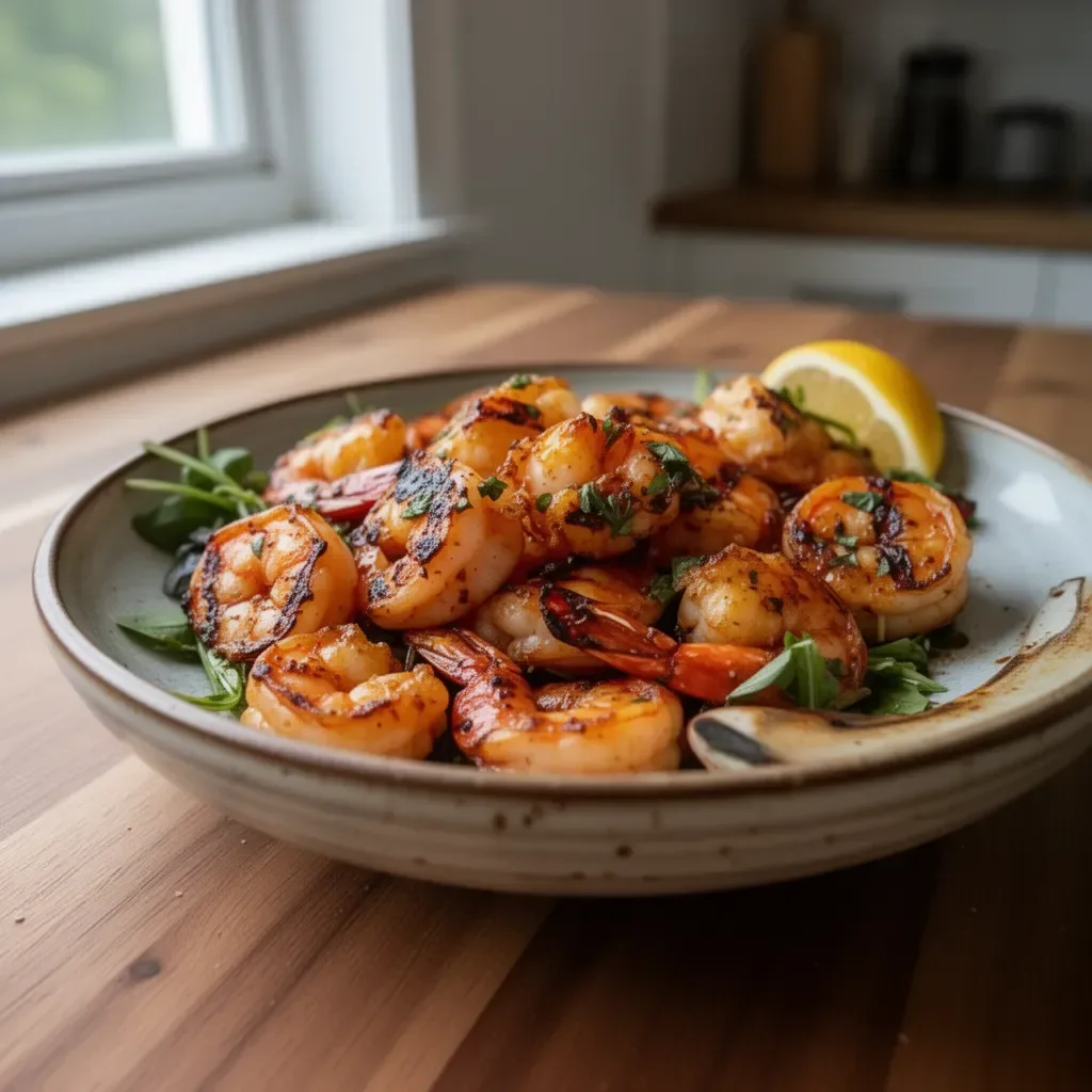 Delicious marinated grilled shrimp skewers ready for the barbecue