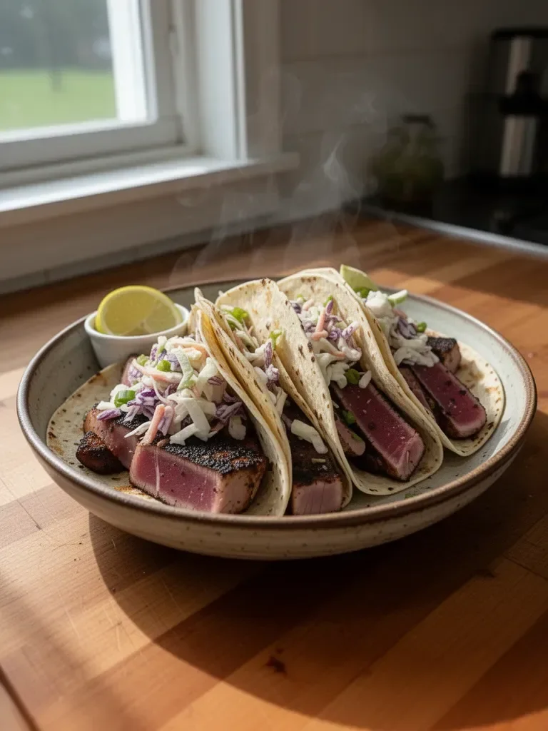 Blackened Seared Tuna Tacos