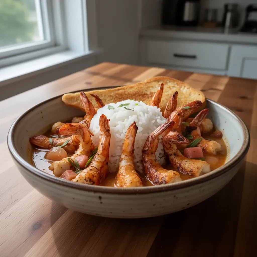 Bubba Gump Shrimp New Orleans recipe with shrimp dish on a plate