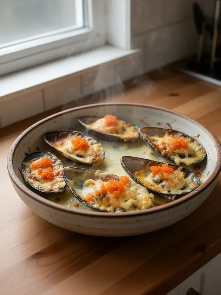 Cheese-Mayo Baked Mussels
