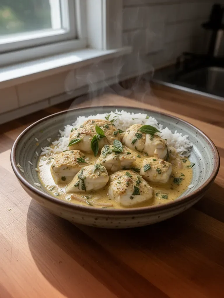 Coconut Lime Fish Curry with Jasmine Rice
