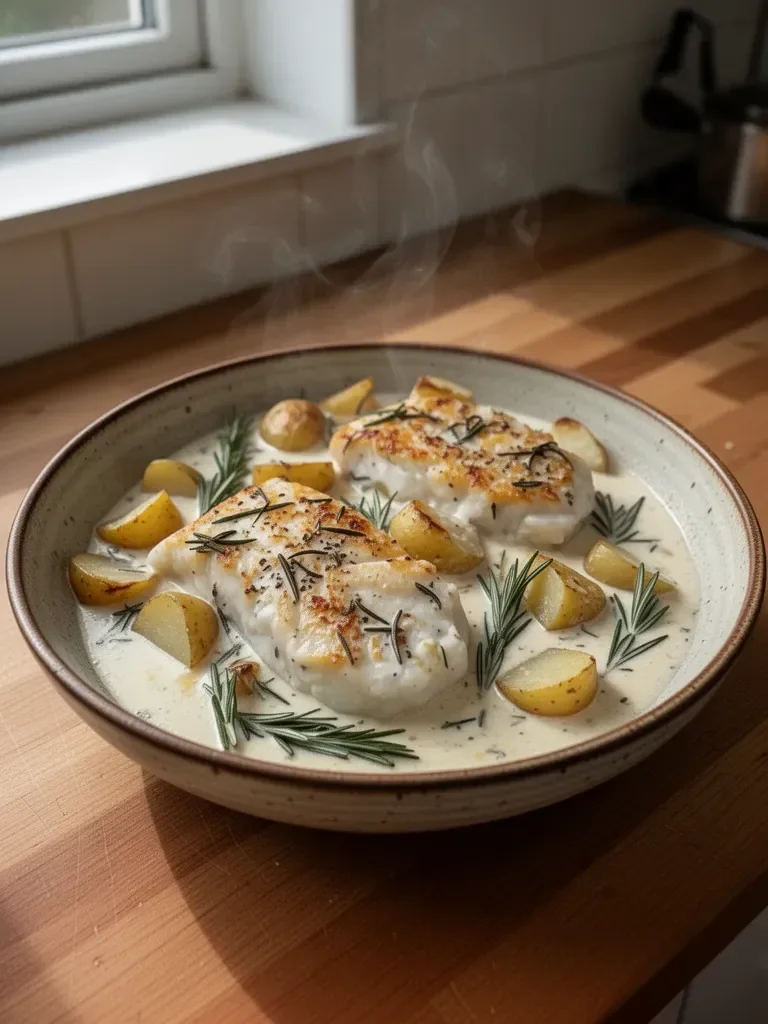 Cod & Potatoes in Rosemary Cream Sauce