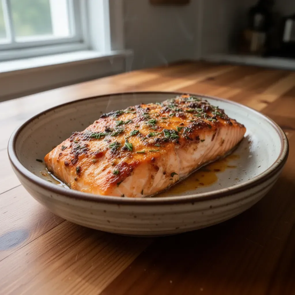 Deliciously seasoned baked salmon inspired by Texas Roadhouse recipe