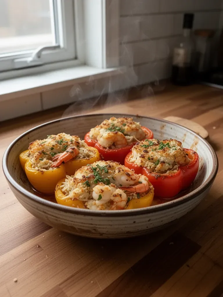 Crab and Shrimp Stuffed Bell Peppers