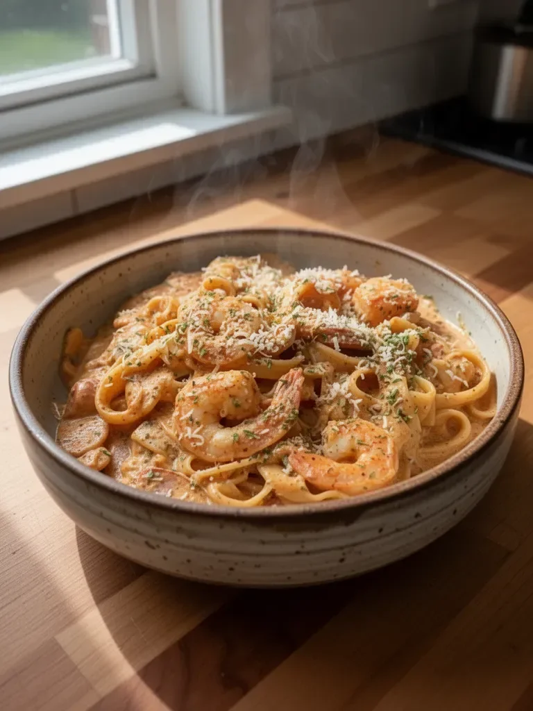 Creamy Cajun Shrimp Pasta (With Sausage)