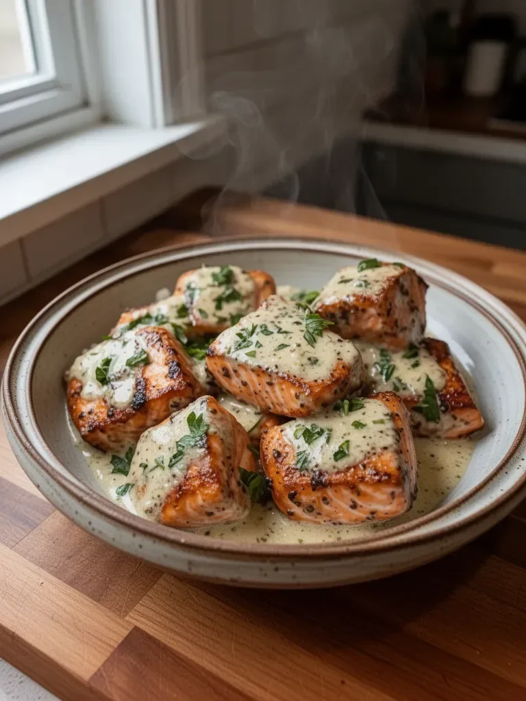 Creamy Garlic Butter Salmon Bites