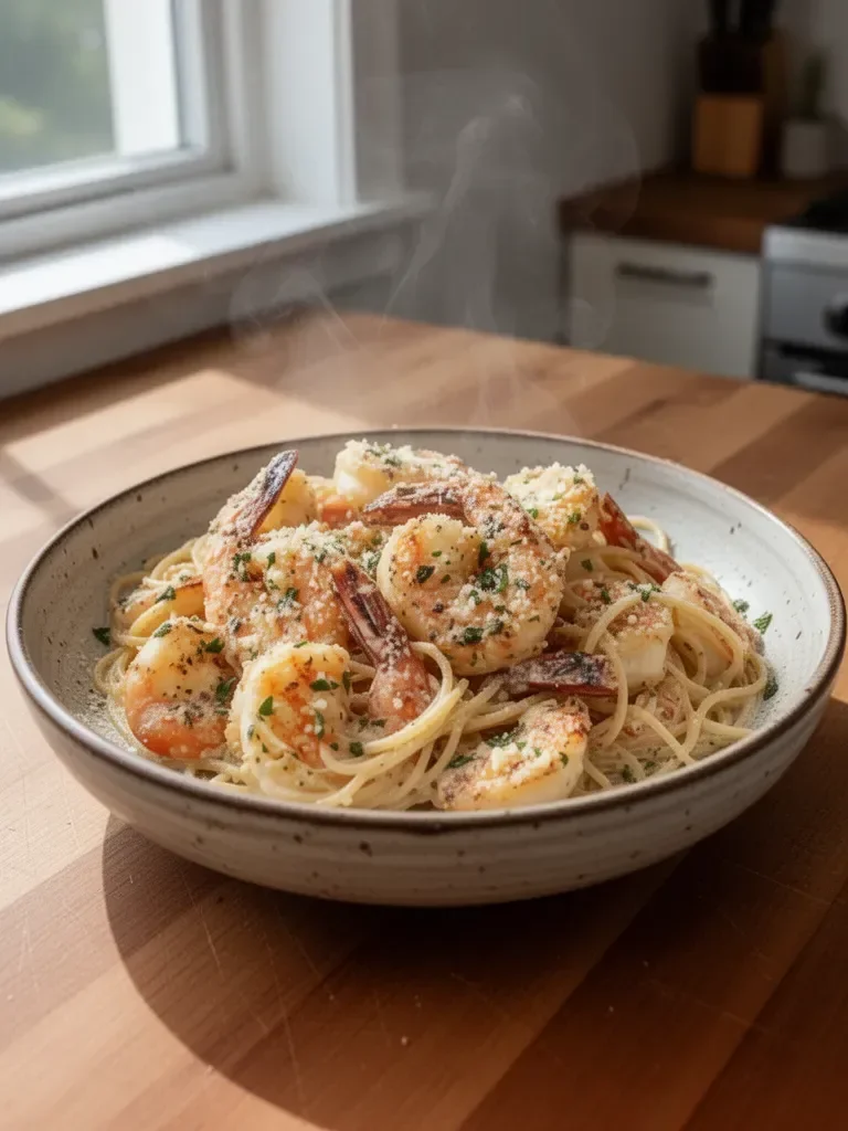 Creamy Garlic Parmesan Shrimp Pasta