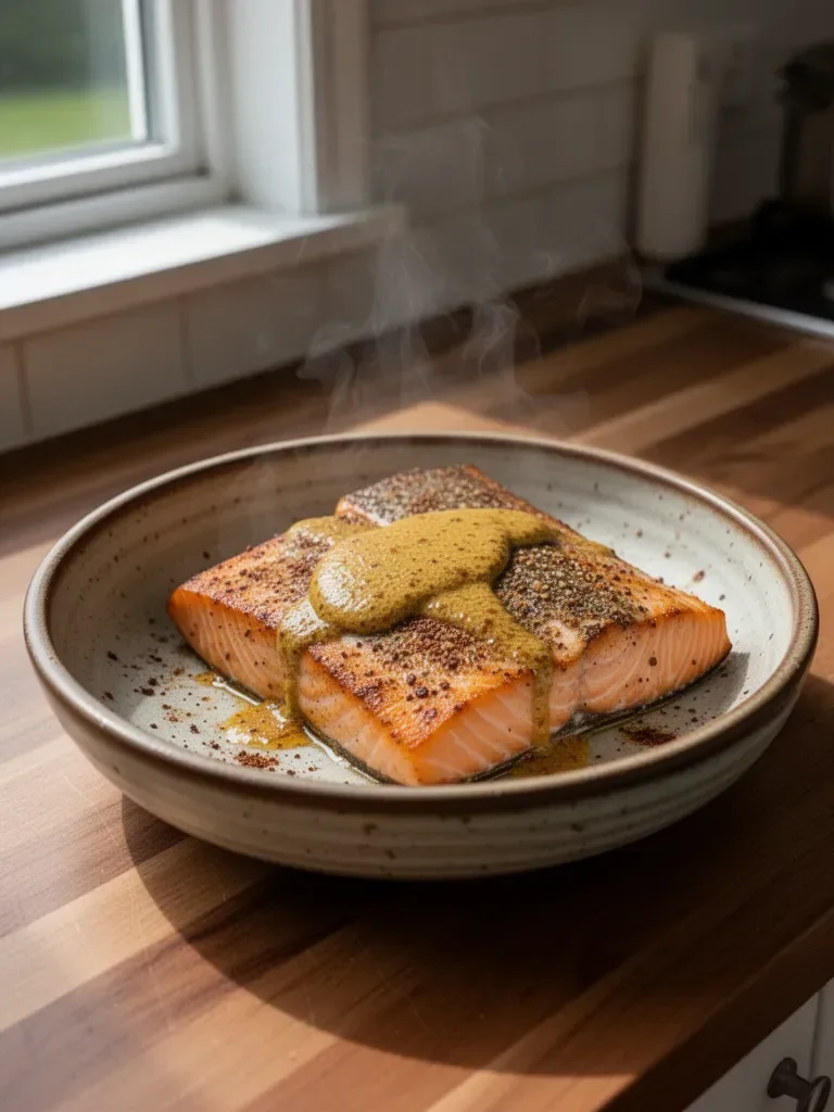 Crispy Salmon with Spiced Butter