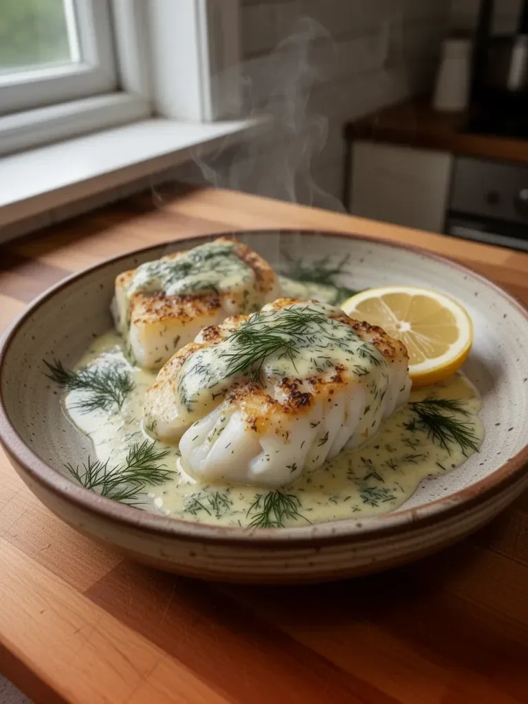 Delicious Baked Cod with Lemon Dill Sauce