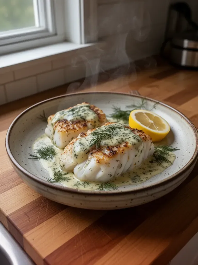 Delicious Baked Cod with Lemon Dill Sauce for Quick Dinners