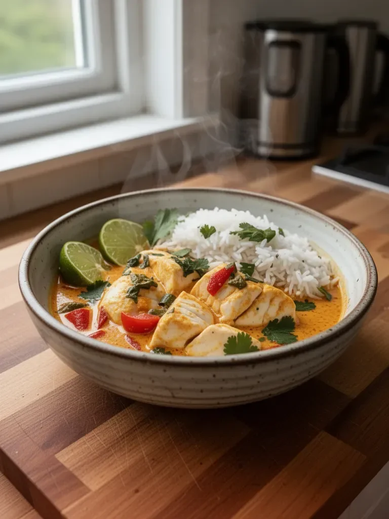 Easy Coconut Lime Fish Curry with Jasmine Rice