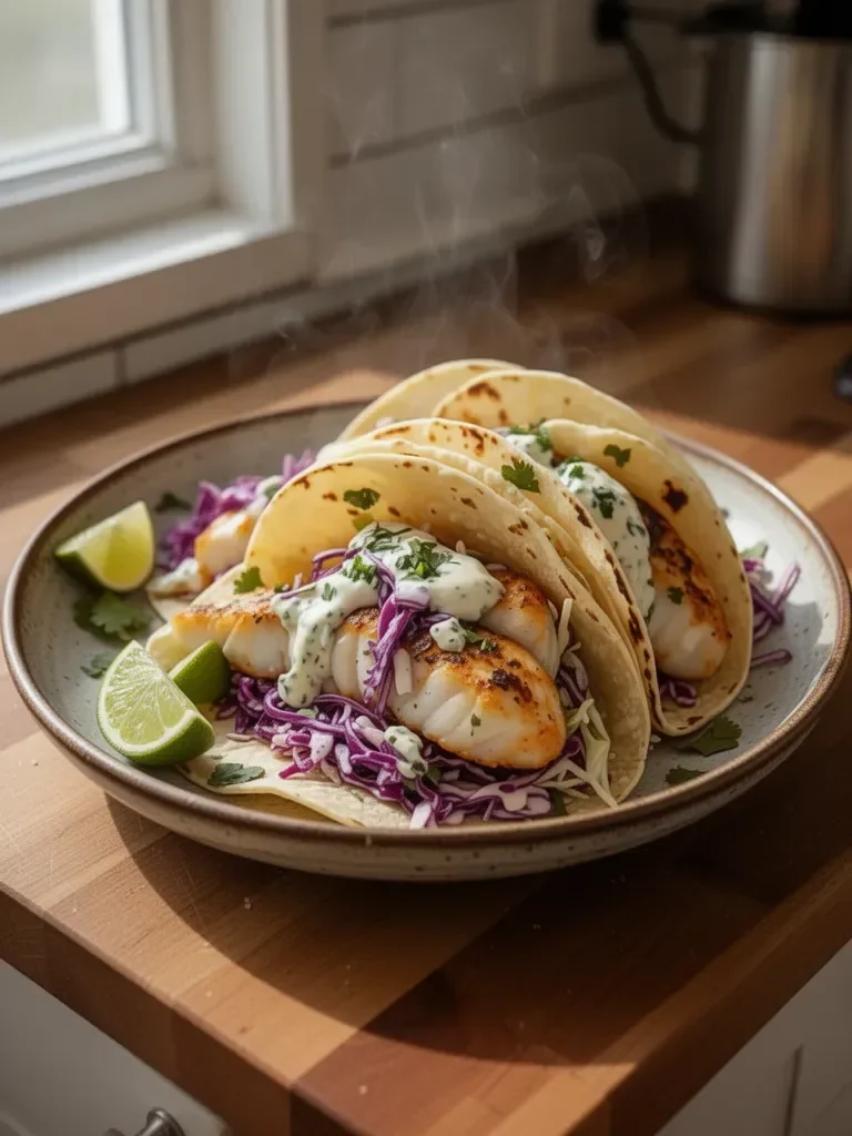 Fish Tacos with Cabbage Slaw