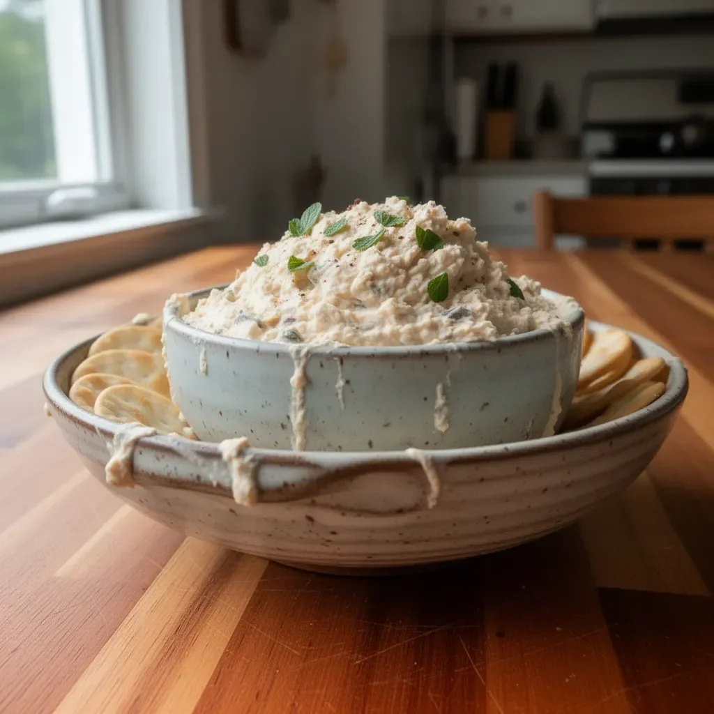 Florida-style smoked fish dip served with crackers and vegetables