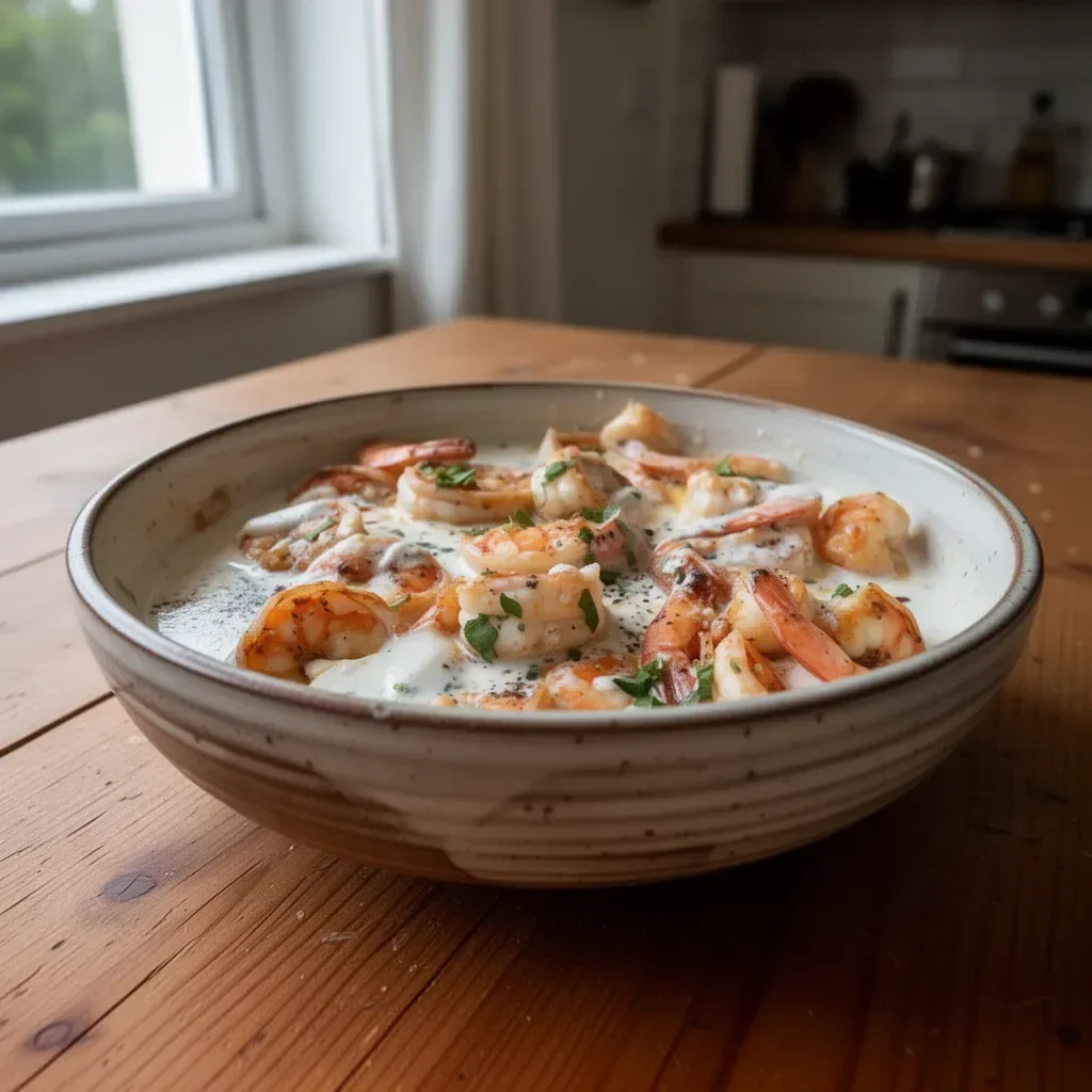 Delicious garlic shrimp cooked in creamy coconut milk