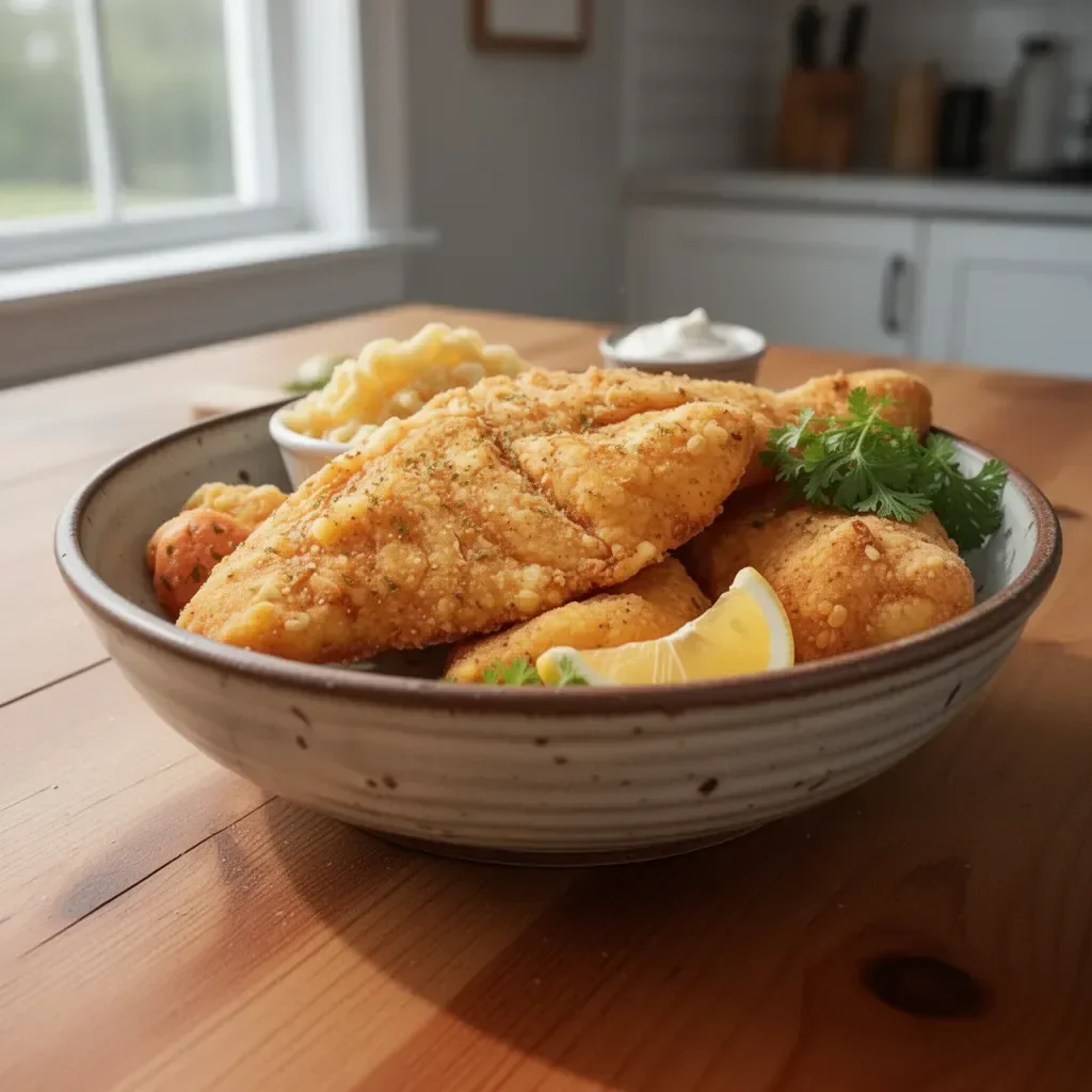 Crispy fried fish served at Golden Corral restaurant