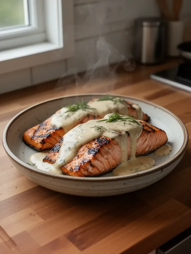 Grilled Salmon with Dijon Mustard Sauce