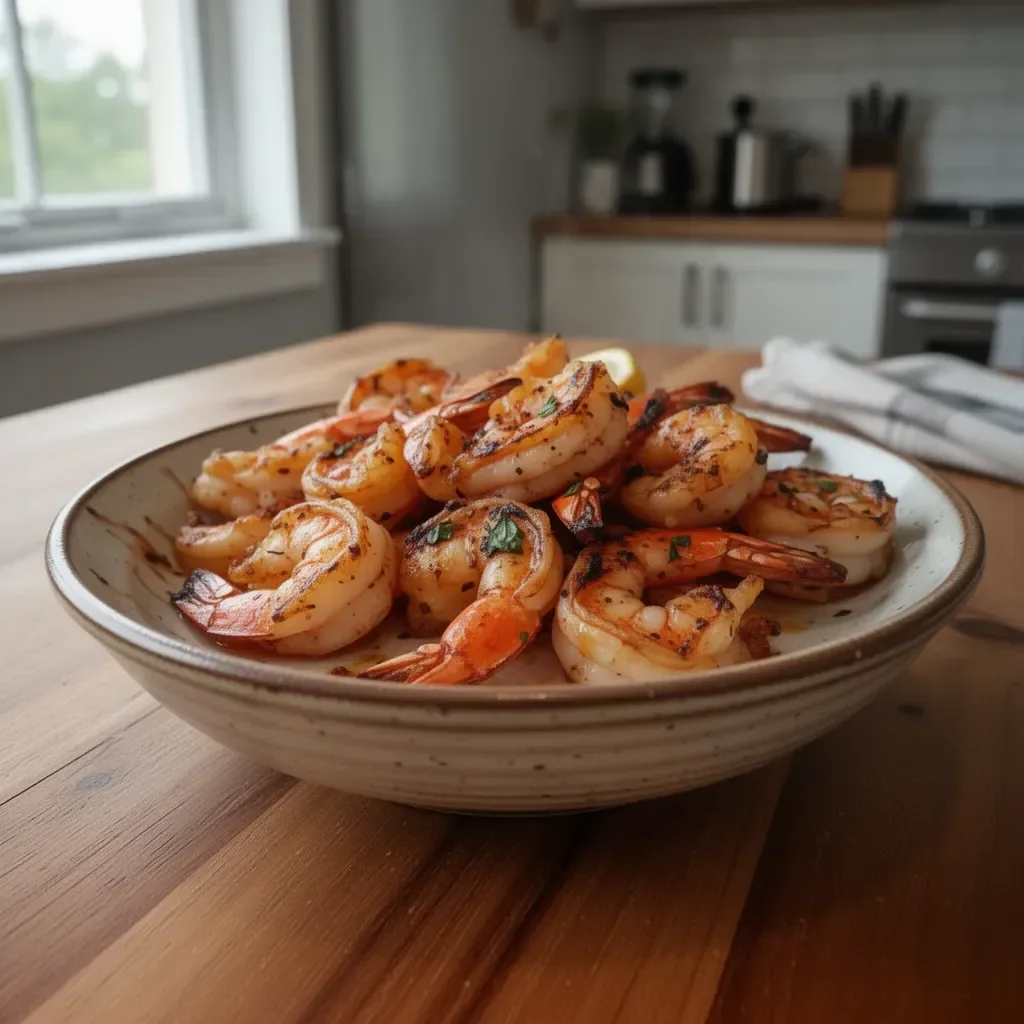 Delicious grilled shrimp skewers on a barbecue grill