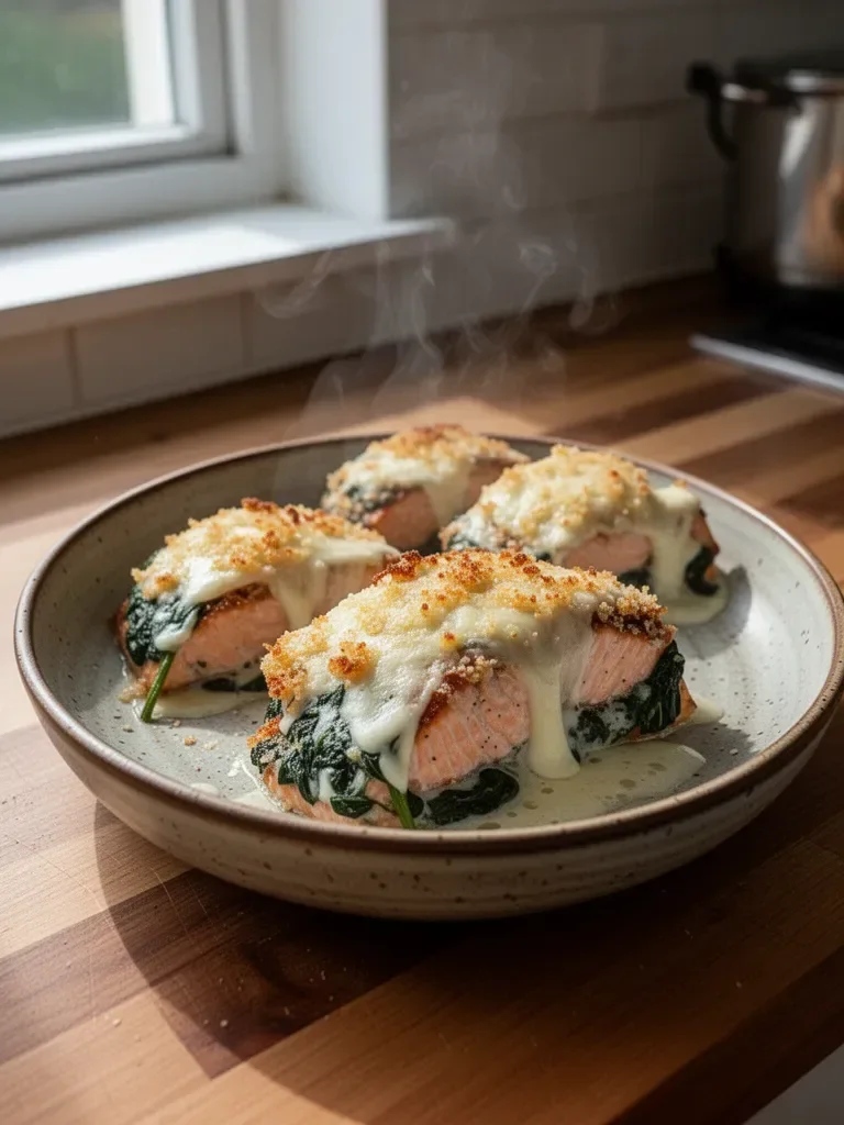 Irresistible Baked Salmon with Spinach and Mozzarella