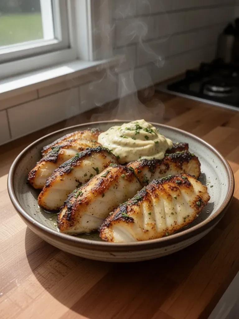 Lemon Butter Fish Bites with Garlic Aioli