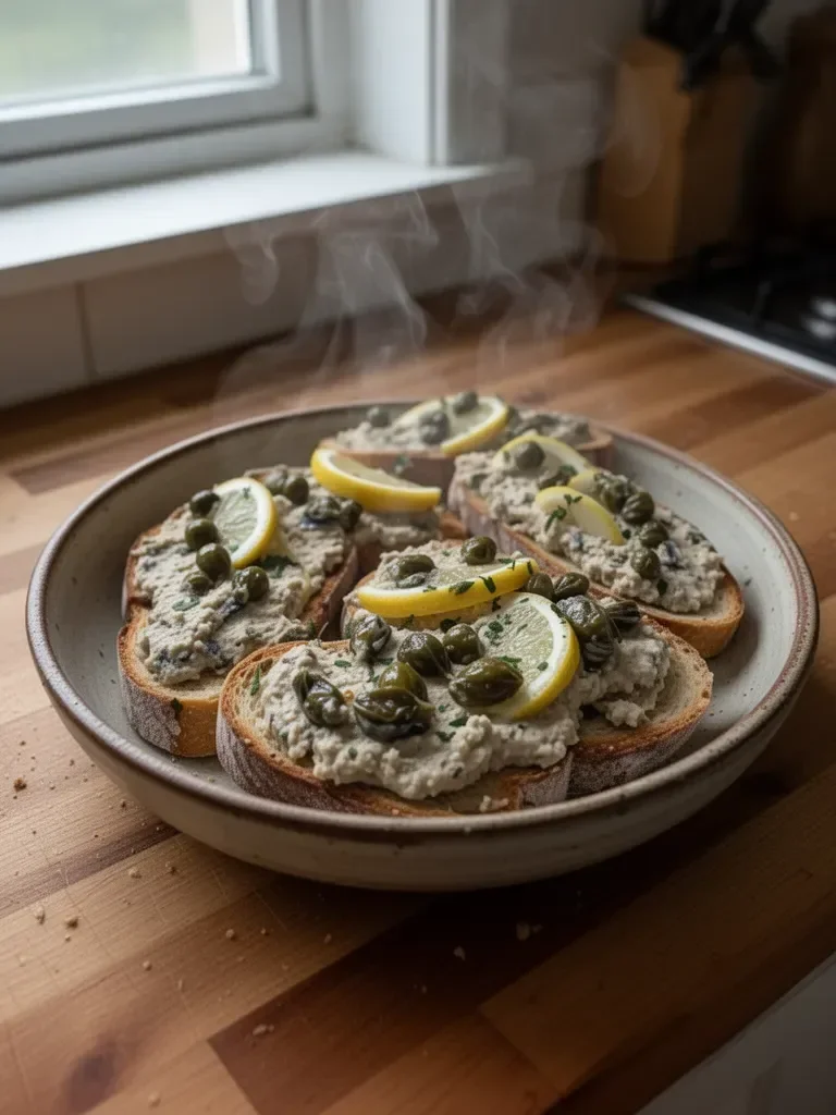Lemon Caper Sardines Pâté Crostini
