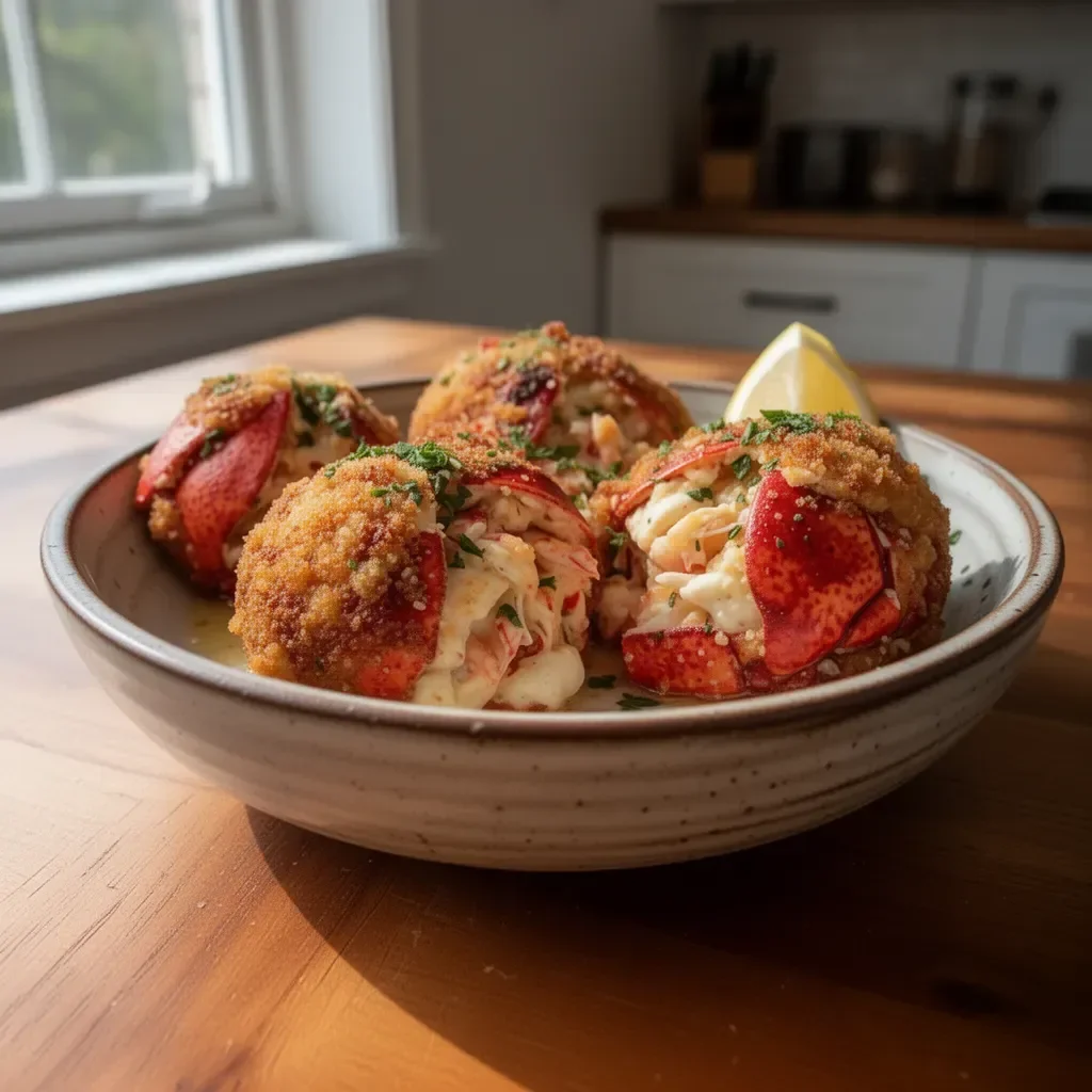 Delicious lobster crab butter bombs served on a plate.