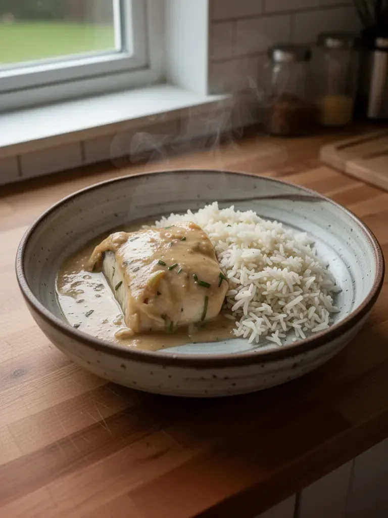 Miso-Coconut Poached Cod with Pandan Rice