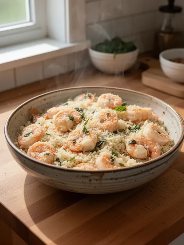 Parmesan Basil Shrimp and Rice