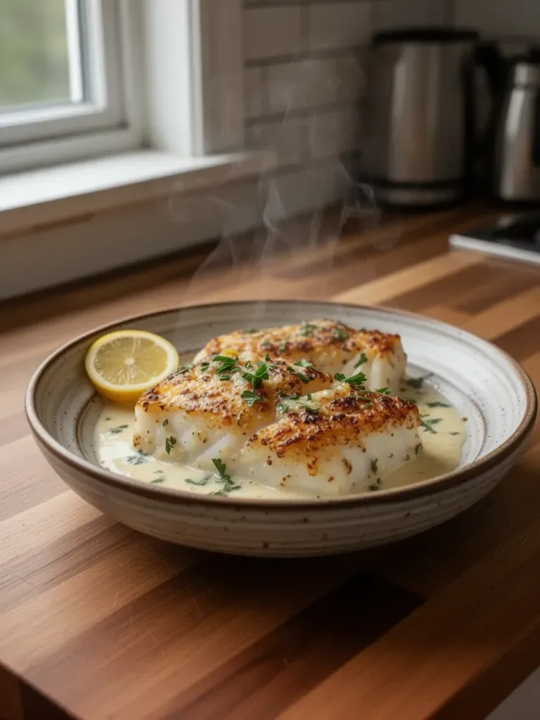 Quick & Creamy Lemon Coconut Baked Cod