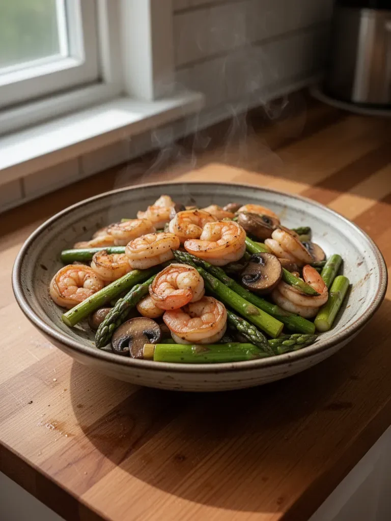 Shrimp and Asparagus Stir-Fry with Mushrooms