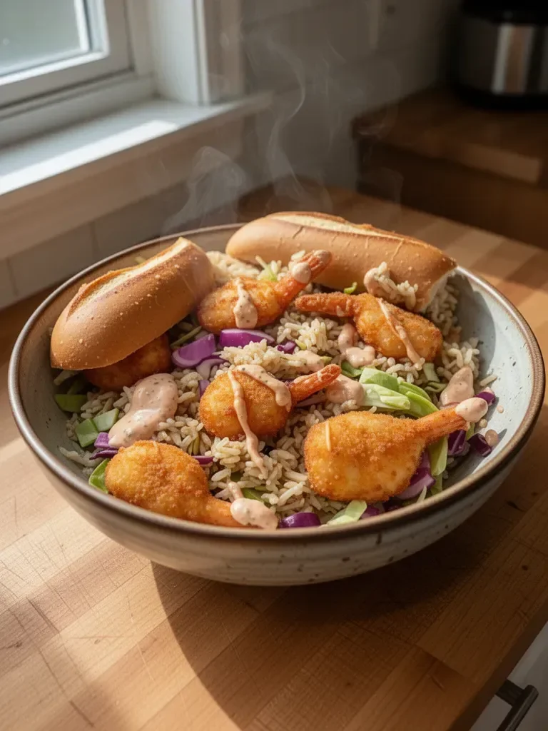 Shrimp Po Boy Inspired Rice Bowls