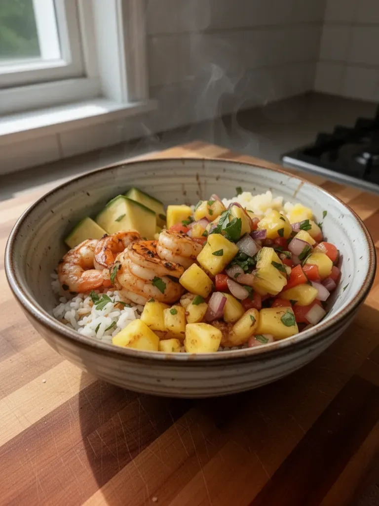 Shrimp & Rice Bowl with Pineapple Salsa