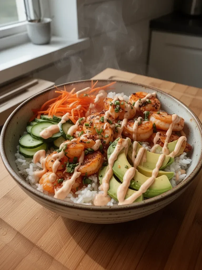 Shrimp Rice Bowls with Spicy Mayo