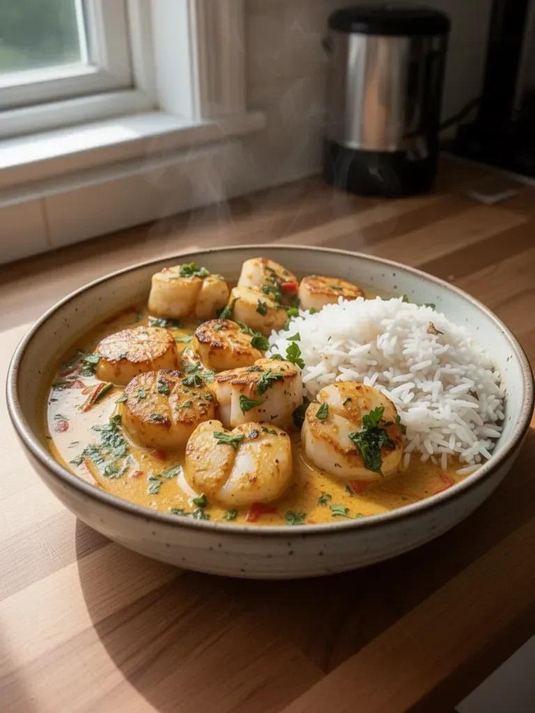 Spicy Coconut Curry Scallops