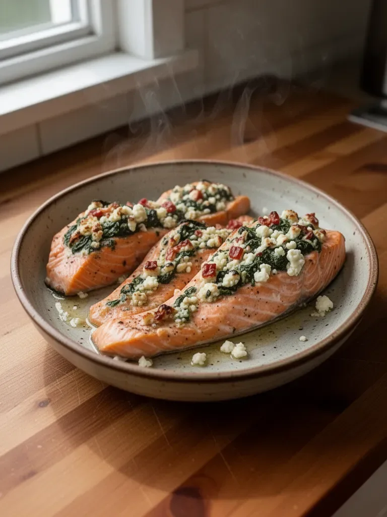 Stuffed Salmon With Spinach & Feta