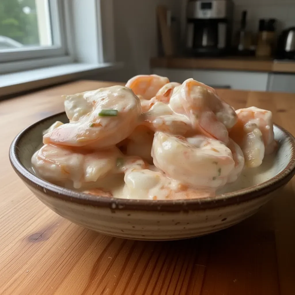 Delicious sweet and creamy shrimp dish served on a plate.